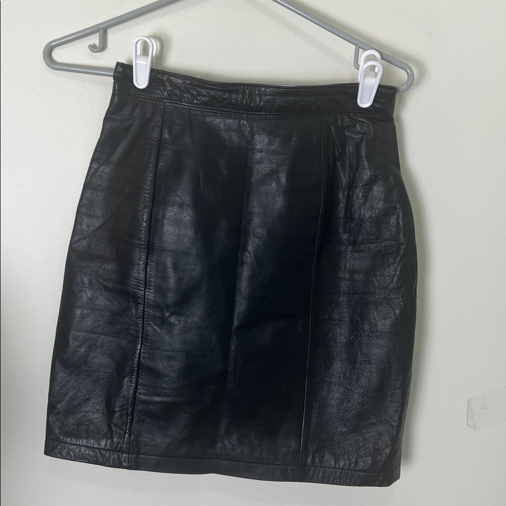 Vintage Wilson Black Leather Mini Skirt Size Small